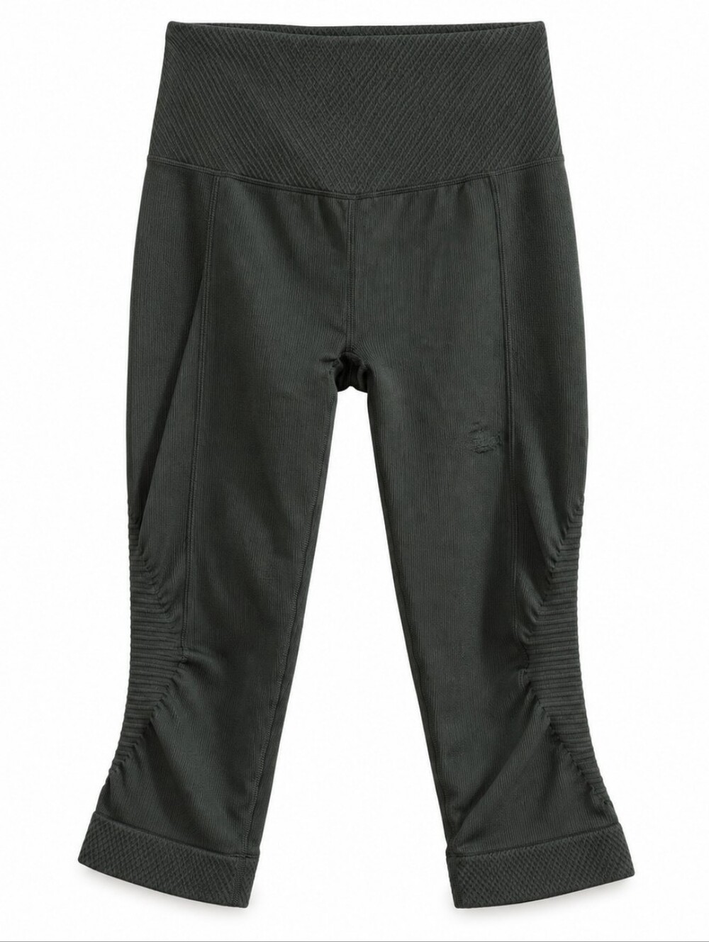 Lululemon Women’s Sz 6 Green Ruched Leg Athletic Capri Crop Pants Untagged